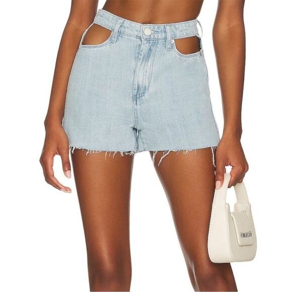 NWT BLANK NYC High Rise Cut-Out Jean Shorts SIZE 27 Blue Denim NEW - Picture 1 of 11